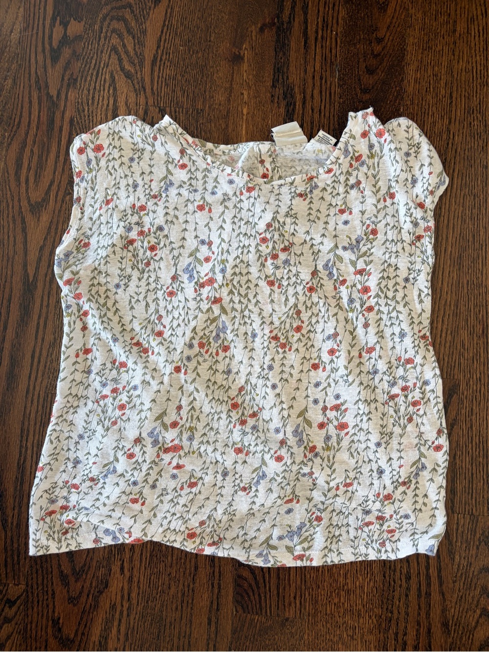 100% linen Rachel Zoe White Floral Short-Sleeve Blouse